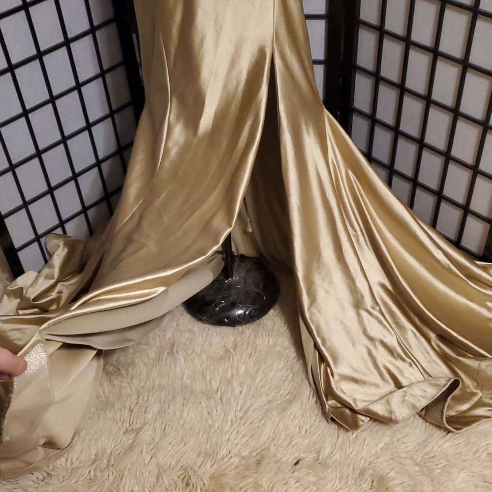 Ava Presley Style #35731, Brushed Gold Mermaid Gown With Cutout Back & Train - Picture 8 of 17